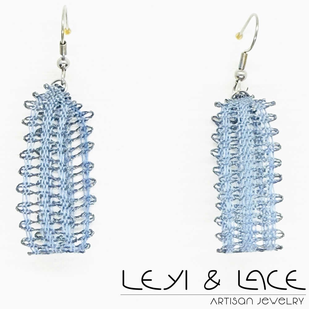 Pendientes Bande Azules - Leyi & Lace - Artisan Jewelry - Encaje de Bolillos - Joyería Artesana de Encaje de Bolillos