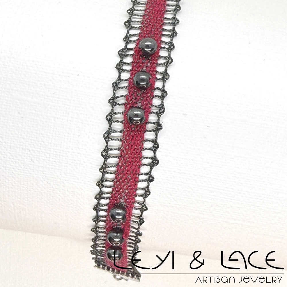 Pulsera Camino Rosa - Leyi & Lace - Artisan Jewelry - Encaje de Bolillos - Joyería Artesana de Encaje de Bolillos