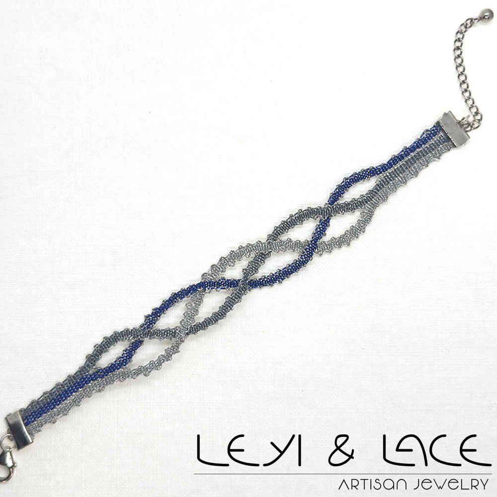 Pulsera Enredos en Azules - Leyi & Lace - Artisan Jewelry - Encaje de Bolillos - Joyería Artesana de Encaje de Bolillos