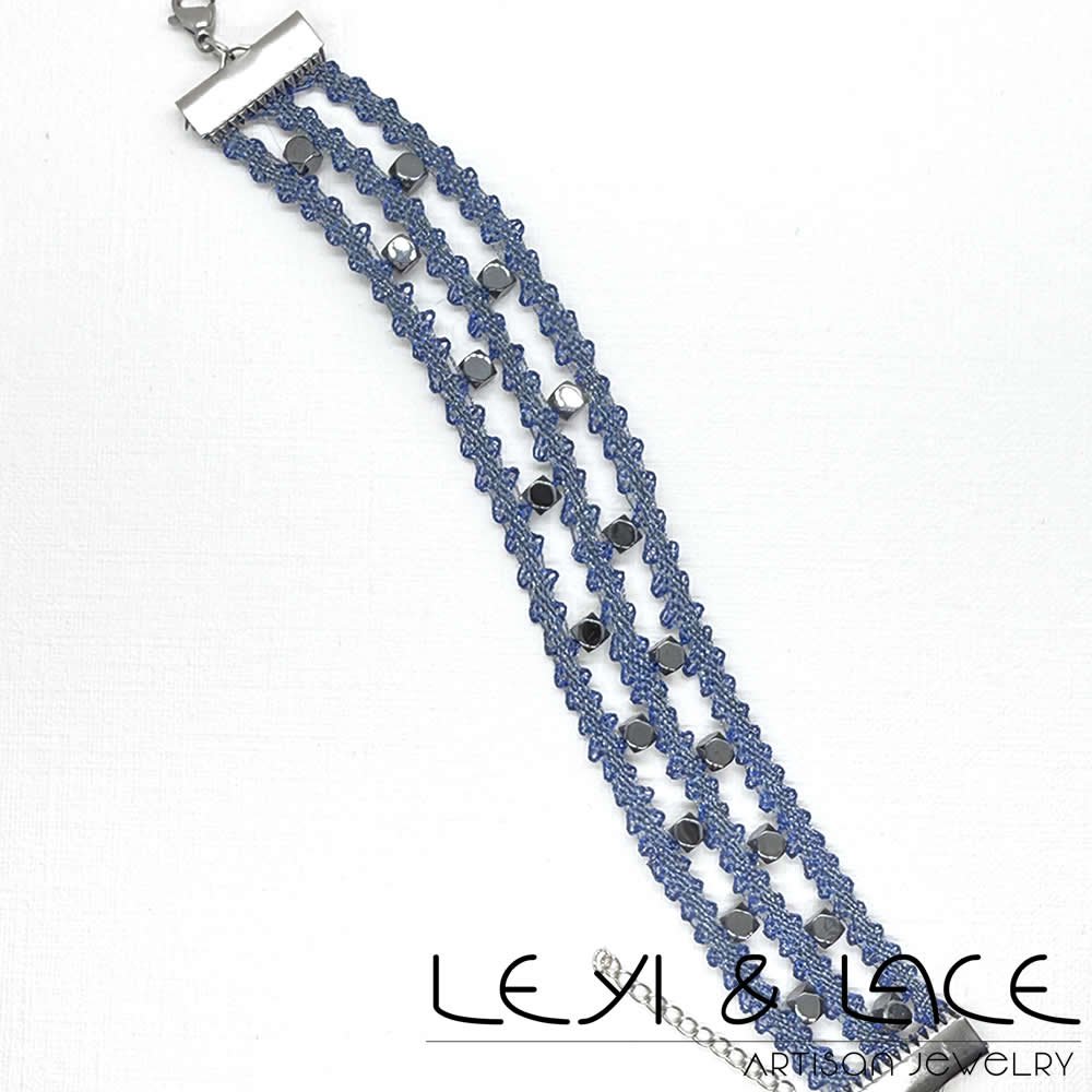 Pulsera Tiras Mar - Leyi & Lace - Artisan Jewelry - Encaje de Bolillos - Joyería Artesana de Encaje de Bolillos