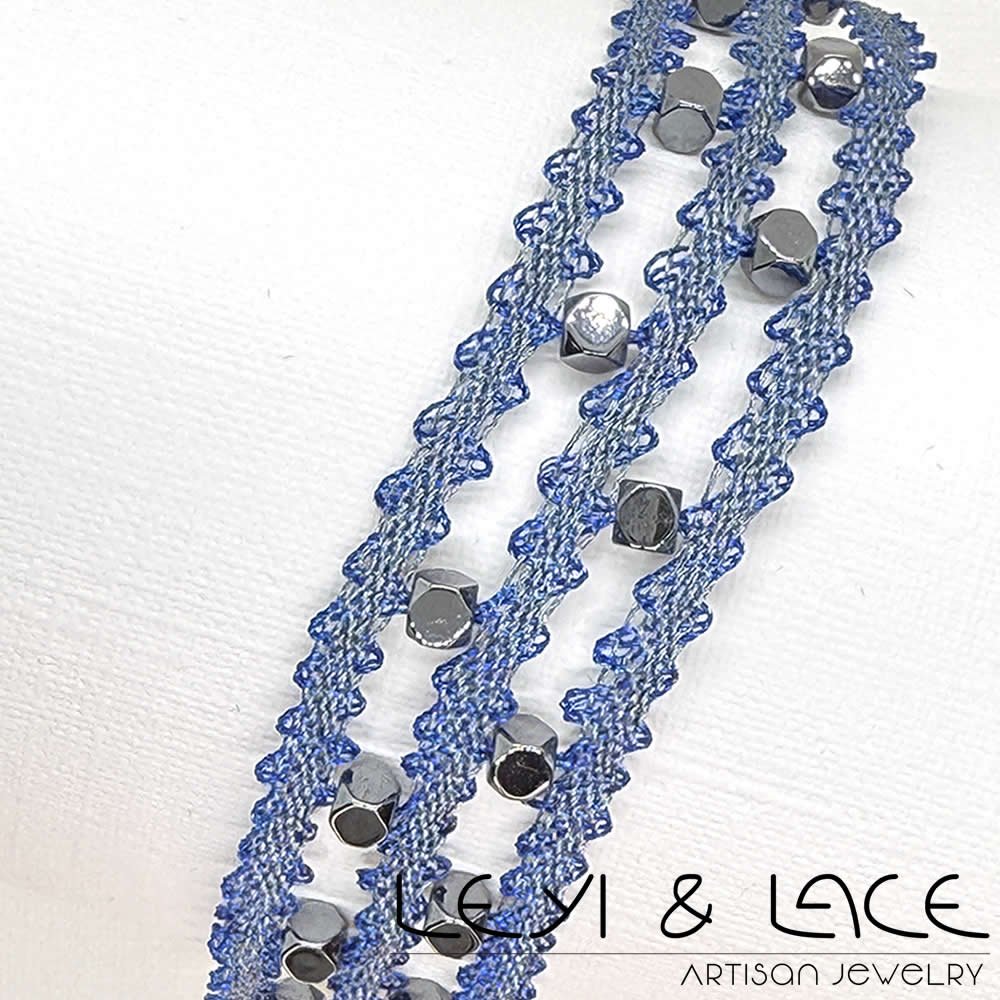 Pulsera Tiras Mar - Leyi & Lace - Artisan Jewelry - Encaje de Bolillos - Joyería Artesana de Encaje de Bolillos