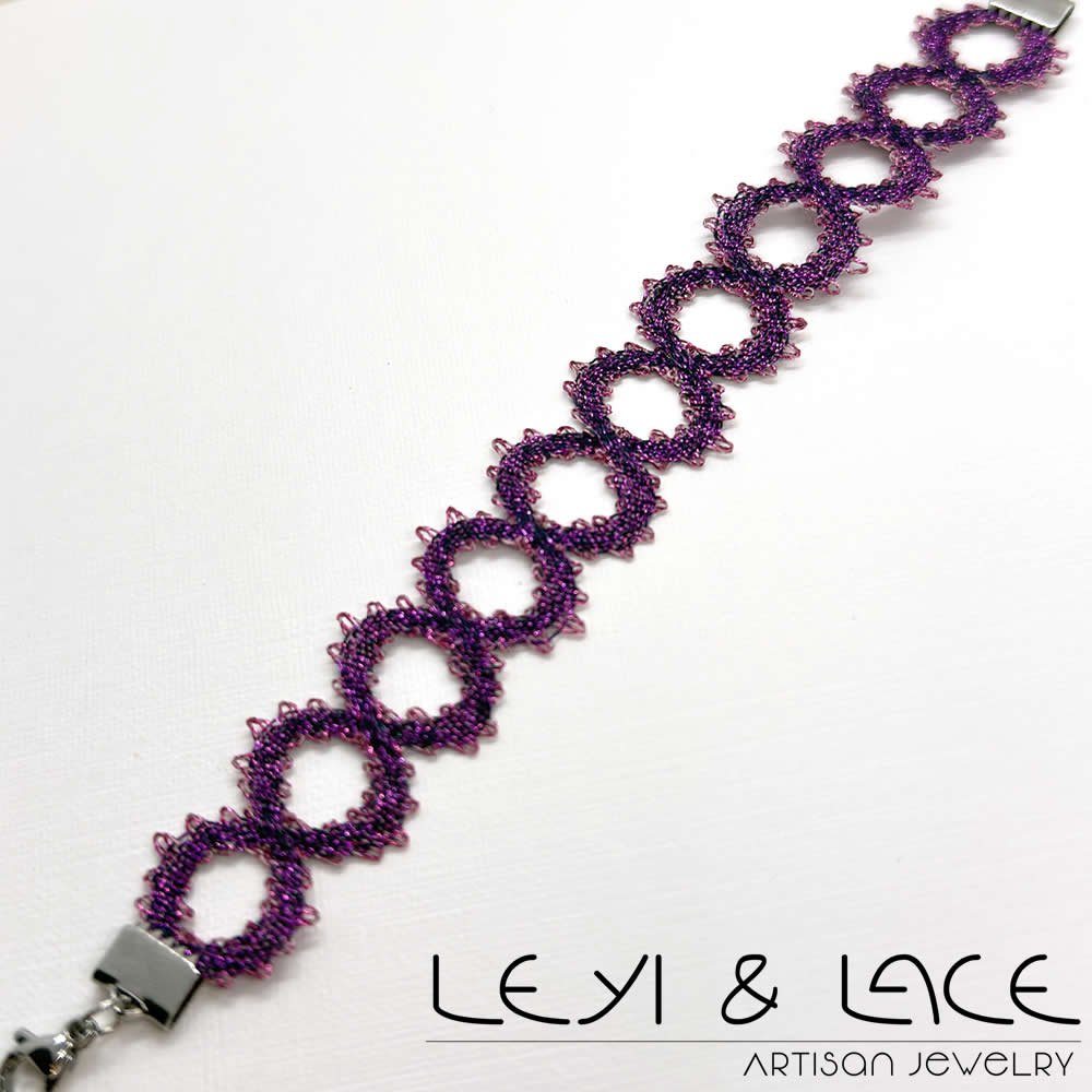 Pulsera Circles Malva - Leyi & Lace - Artisan Jewelry - Encaje de Bolillos - Joyería Artesana de Encaje de Bolillos