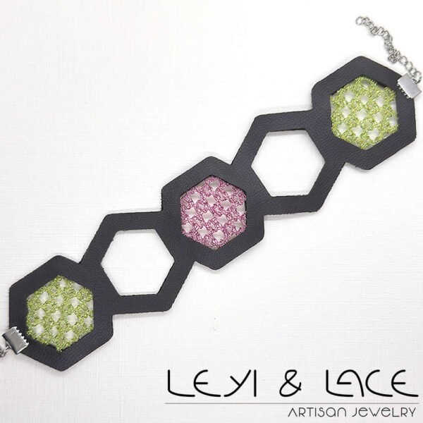 Pulsera Geometría Hexágono - Leyi & Lace - Artisan Jewelry - Encaje de Bolillos - Joyería Artesana de Encaje de Bolillos